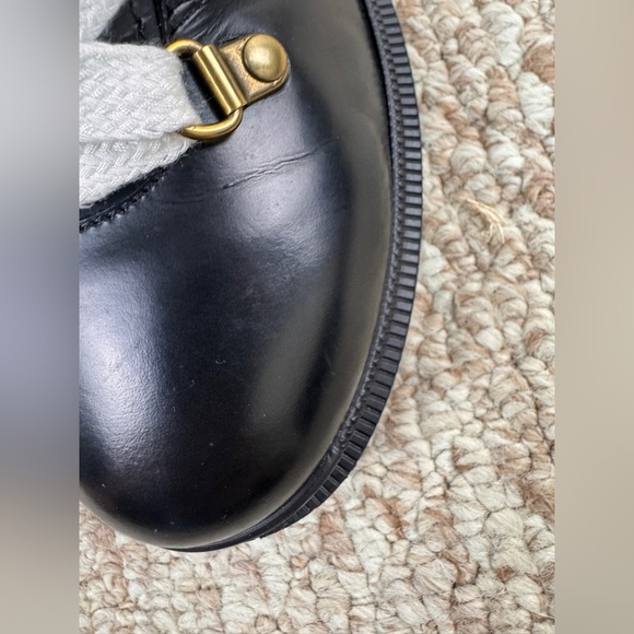 Gucci Sylvie Web Womens Lace Up Calfskin Leather Black Combat Boots Size 39. - Picture 6 of 11